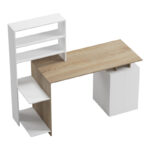 Ofiice desk with a bookshelf and a cabinet Meza in sonoma-white color 146.3x55x128.8cm - Слика 5