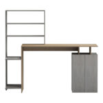 Ofiice desk with a bookshelf and a cabinet Meza in sonoma-grey cement color 146.3x55x128.8cm - Слика 2