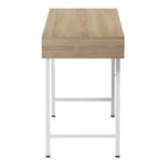 Office desk Komo in sonoma-white color with white metallic legs 120x48x76cm - Image 5