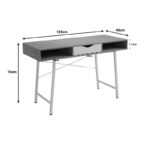 Office desk Komo in sonoma-white color with white metallic legs 120x48x76cm - Image 6