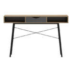 Office desk Komo in sonoma-grey color with black metallic legs 120x48x76cm - Image 2