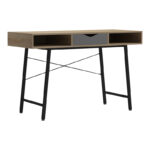 Office desk Komo in sonoma-grey color with black metallic legs 120x48x76cm