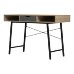 Office desk Komo in sonoma-grey color with black metallic legs 120x48x76cm - Image 3