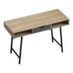 Office desk Komo in sonoma-grey color with black metallic legs 120x48x76cm - Image 4