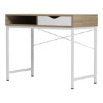 Office desk Kama in sonoma-white color with white metallic legs 95x48x76cm - Слика 3