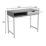 Office desk Kama in sonoma-white color with white metallic legs 95x48x76cm - Слика 6