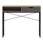 Office desk Kama in sonoma-grey color with black metallic legs 95x48x76cm - Image 2