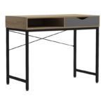 Office desk Kama in sonoma-grey color with black metallic legs 95x48x76cm