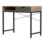 Office desk Kama in sonoma-grey color with black metallic legs 95x48x76cm - Image 3