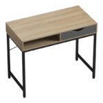 Office desk Kama in sonoma-grey color with black metallic legs 95x48x76cm - Image 4