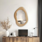 Oval mirror Enola mdf in natural shade 54x2.5x80cm - Image 2