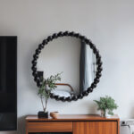 Specio wood mirror in black shade Φ60x4.5cm - Image 2