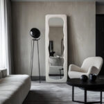 Lezour velvet mirror in white shade 50x5x170cm - Image 2
