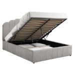 Double bed Tatiana fabric light grey with storage 160x200cm - Слика 2