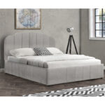 Double bed Tatiana fabric light grey with storage 160x200cm - Слика 4
