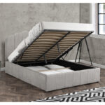 Double bed Tatiana fabric light grey with storage 160x200cm - Слика 5