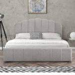 Double bed Tatiana fabric light grey with storage 160x200cm - Слика 6