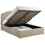 Double bed Tatiana fabric beige with storage 160x200cm - Слика 2