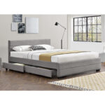Double bed Antigone fabric light grey with storage 160x200cm - Слика 3