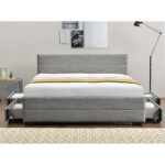 Double bed Antigone fabric light grey with storage 160x200cm - Слика 4