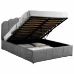 Double bed Tatiana fabric anthracite with storage 160x200cm - Слика 2