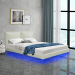 Double bed Jessie floating style led-PU ivory 160x200cm - Слика 2