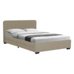 Double bed Veloty fabric beige with drawers 150x200cm