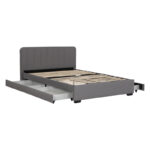 Double bed Veloty fabric dark grey with drawers 150x200cm - Image 2