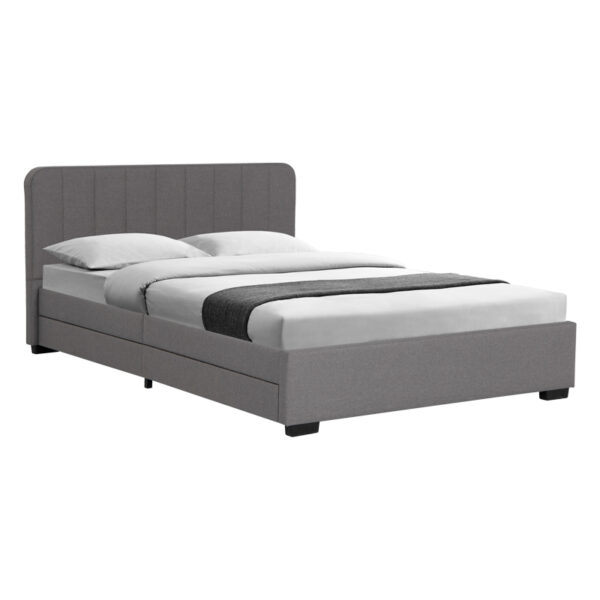 Double bed Veloty fabric dark grey with drawers 150x200cm
