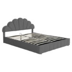 Double bed Wardie velvet dark grey with storage 160x200cm - Image 2