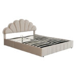 Double bed Wardie velvet beige with storage 160x200cm - Слика 4