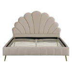 Double bed Felas velvet beige 160x200cm - Image 3