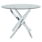 Dining table Greta in chrome colour with smoke glass 8mm tempered D100x75cm - Слика 2