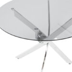 Dining table Greta in chrome colour with smoke glass 8mm tempered D100x75cm - Слика 3