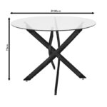 Dining table Greta in chrome colour with smoke glass 8mm tempered D100x75cm - Слика 6