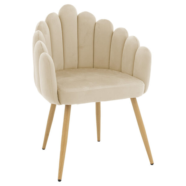 Armchair Briella metal natural legs-velvet in ecru color