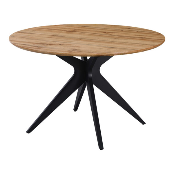 Toda mdf table in sonoma shade with black metal legs Φ120x75cm