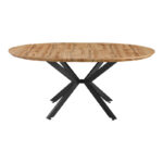 Edina mdf extendable table in sonoma color with black metal legs 130-170x130x75cm - Слика 3