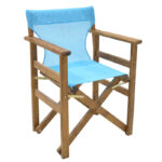 Director's armchair frame Retto solid beech walnut-PVC  turquoise