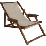 Chaise longue Retto solid beech walnut-PVC off color - Image 2