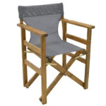 Director's armchair frame Retto solid beech walnut-PVC grey-white