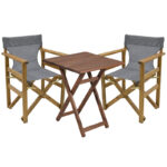 Dining table Retto set of 3 pieces solid beech wood walnut-PVC grey white 60x60x71cm