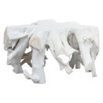 Blanco coffee table handmade teak wood white 80x70x42cm - Слика 2