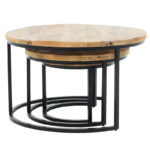 Coffee tables October set of 3 solid wood mango 3εκ walnut-black - Слика 2