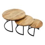 Coffee tables October set of 3 solid wood mango 3εκ walnut-black - Слика 3