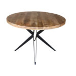 Round table Bocco natural mango wood 3cm with black metal legs D120x77cm - Слика 2