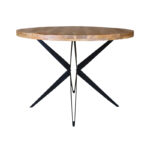 Round table Bocco natural mango wood 3cm with black metal legs D120x77cm