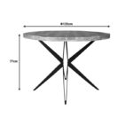 Round table Bocco natural mango wood 3cm with black metal legs D120x77cm - Слика 5