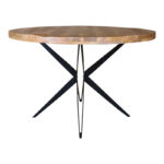 Round table Bocco Ι natural mango wood 3cm with black metal legs D150x77cm