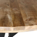 Round table Bocco Ι natural mango wood 3cm with black metal legs D150x77cm - Image 3
